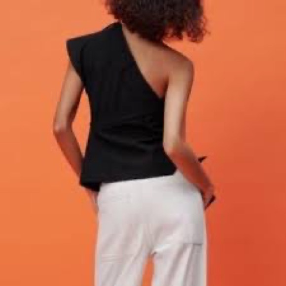 Rare amazing Zara Limited asymmetric black pant top with working zipper NWT - Picture 7 of 13